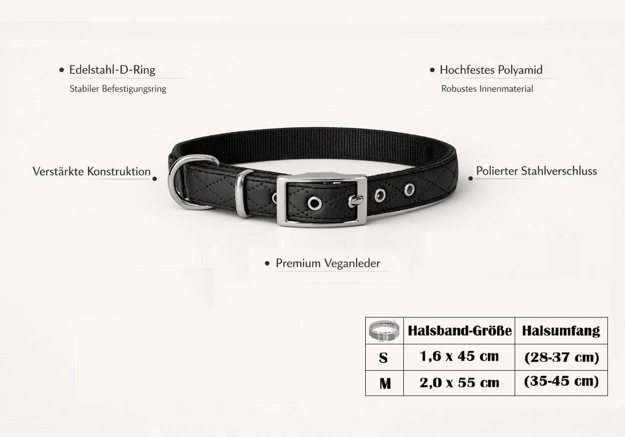 Terra: Hundehalsband aus veganem Leder & Polyamid – Robust & Elegant